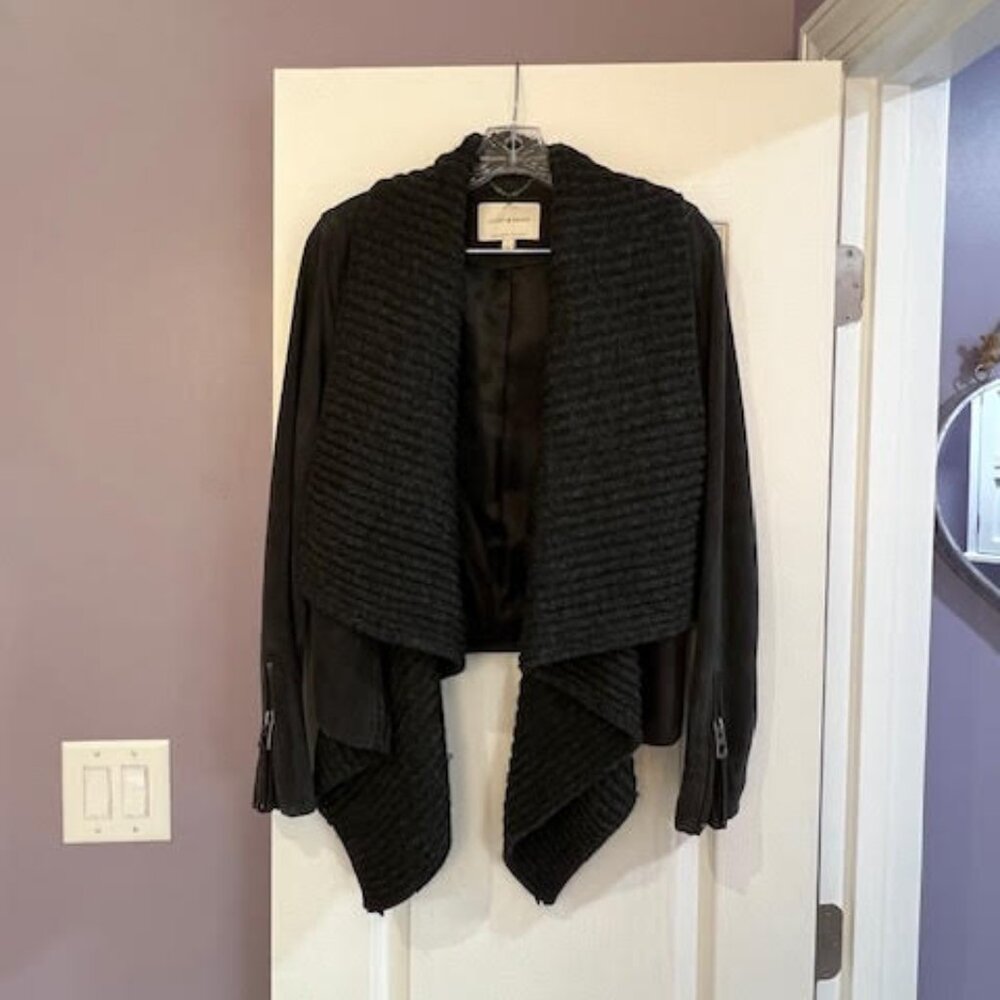 Lucky Brand Leather Suede Shawl Collar Jacket